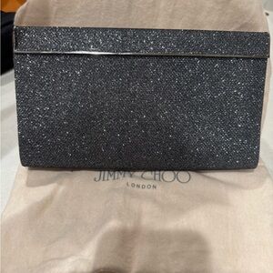 Jimmy Choo Silver Glitter Cayla Clutch